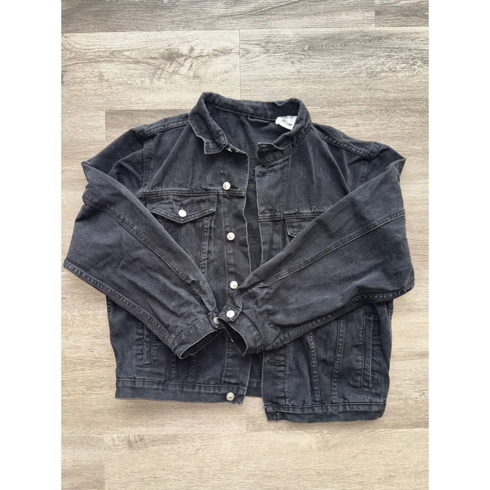 Princess Polly Women's Black Oversized Denim Jacket, M/L